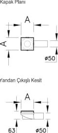 V-Flow Kare 5606979 Duş Kanalı, Yandan Çıkışlı, 10X10 Cm, Dk 800 Kapak, Mat Krom