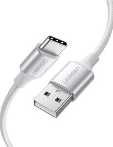 Örgülü USB Type-C Şarj ve Data Kablosu, Beyaz, 1 Metre