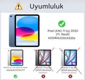 Apple iPad 11.nesil A16 11INÇ/10.NESIL 10.9inç Uyumlu Kılıf Darbelere Dayanıklı Şeffaf Kapak