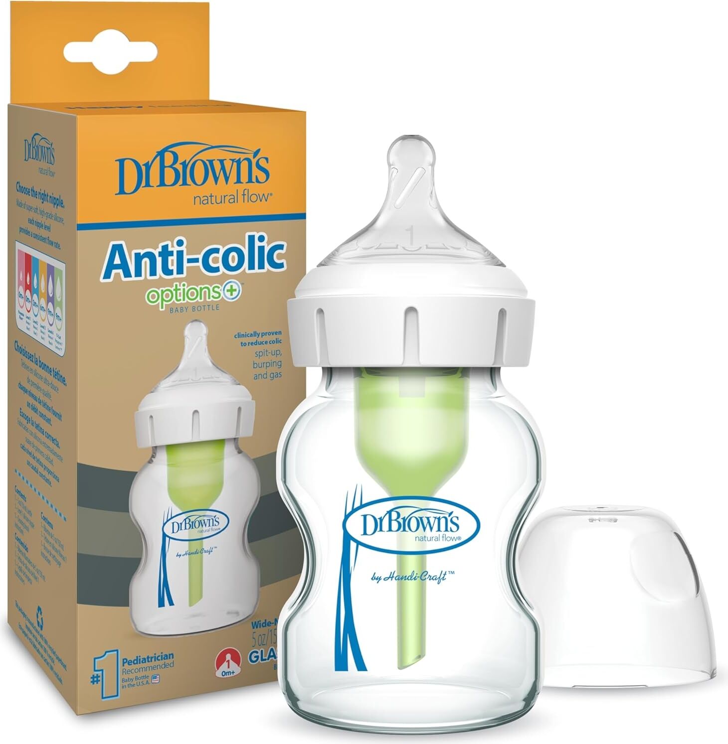 5 OZ/150 ml Geniş Ağız Cam Biberon, Tekli Paket (51700)