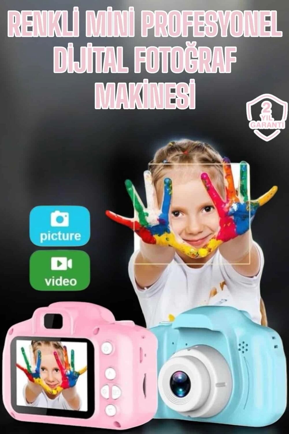 Çocuk Kamerası Profesyonel Hafif ve Uzun Ömürlü USB Şarjlı 2.0 Inç