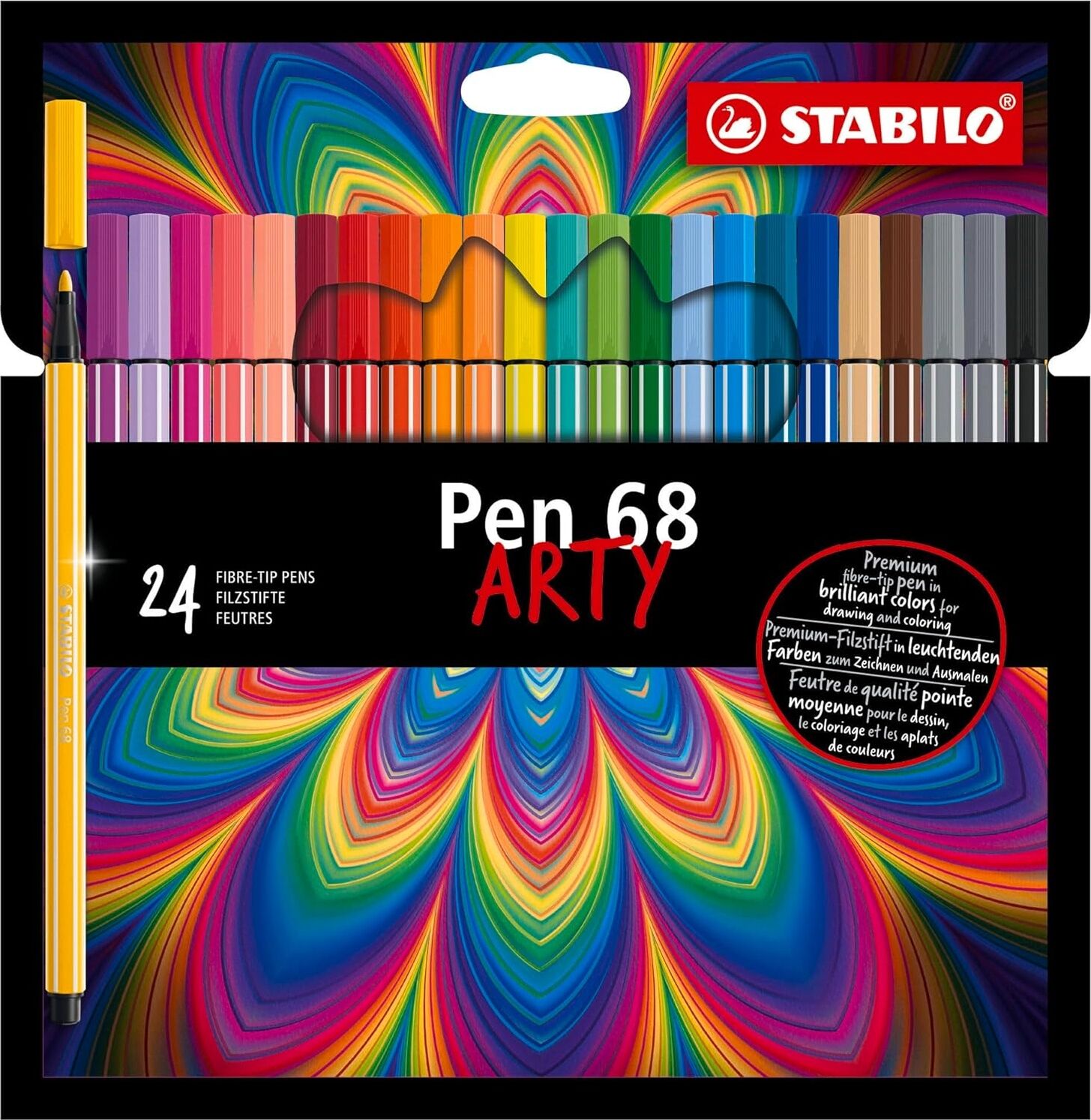 Pen 68 Arty - Keçe Uçlu Boya Kalemi - 24'lü Paket - Çeşitli Renkler