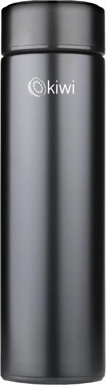 KT-8633 Akıllı Dijital Termos 480 ml - LED Sıcaklık Göstergeli 304 Paslanmaz Çelik Süzgeçli Çay Kahve Termosu, Sızdırmaz Isı Koruyucu Renkli Isı Dereceli Mat Siyah Seyahat Mug Matarası