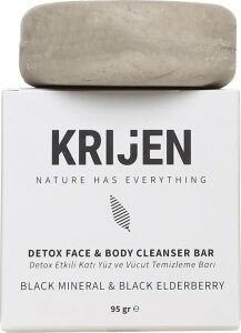 Krijen Has Detox Etkili Siyah Mineral & Kara Mürver Yüz ve Vücut Temizleme Barı 95 gr