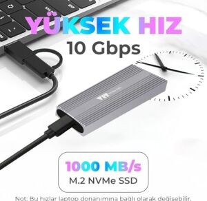 Vıt Taşınabilir 512GB Harici SSD | USB 3.1 Gen 2 | 10GBPS | Metal Kasa V512GB