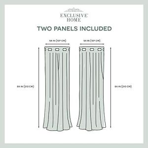 Exclusive Home Curtains - EH7920-02 2-X84G Modo Metalik Geometrik Pencere Perde Paneli Çifti Gromet Üst, 54X84, Siyah Inci, 2 Adet