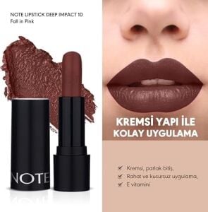 Deep Lipstick 10 Fall In Pink Kremsi Dokulu Yarı Parlak Ruj, Kahverengi
