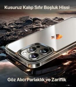 iphone 15 Pro Max Için Pure Serisi Natural Titanyum Kılıf Ultra Şeffaf Sert Arka Bölüm ve Darbe Emici Silikon Kenarlar Kusursuz Kalıp ve Hassas Tuşlar (Natural Titanyum, 15 Pro Max)