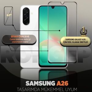 Galaxy A26 Için Ekran Koruyucu 9h Sertlikte Anti-Static Temperli Cam A26 Ekran Görüntü ve Dokunmayı Etkilemeyen Çizik ve Darbelere Karşı  A26 Ekran Koruyucu