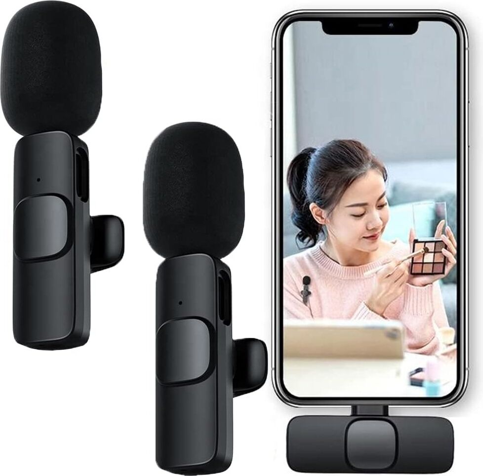 Type-C 2 Adet Mikrofonlu Tek Alıcılı Kablosuz Cep Telefonu Için USB C Girişli Gürültü Önleyicili Profesyonel Dış Mekan Vlog Canlı Yayın Youtuber Yaka Mikrofonu Siyah