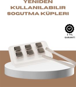 Yeniden Kullanılabilir 304 Çelik Metal Buz Küpleri 4'lü Set