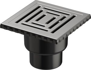 V-Flow Kare 5608285 Duş Kanalı, Alttan Çıkışlı, 15X15 Cm, Dk 800 Kapak, Mat Krom