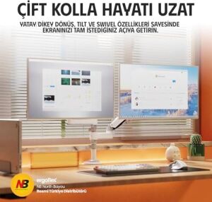 Ergoflex Nb H180 Ergonomic Profosyonel 17-35 Inch Monitör Standı 2026 Versiyon (Beyaz)