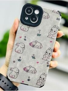 Iphone 13 ve 14 ile Uyumlu Kaplama Tavşanlar Tasarımlı Esnek Silikon Kılıf