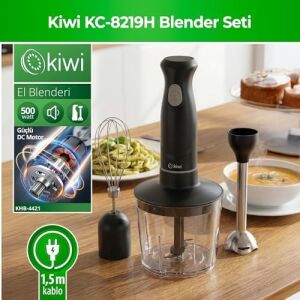 KC-8219H Güçlü 500W Siyah El  Seti – Parçalama ve Çırpma Deneyimi, Paslanmaz Çelik Bıçaklı 500 ml Hazne
