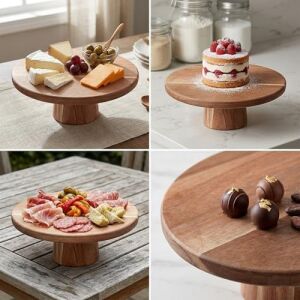 Doğal Akasya Ahşap Ayaklı Sunum Tahtası ve Kesme Panosu - 24.5x9.5x1.5 cm Dekoratif Kahve, Peynir ve Sushi Servis Tepsisi