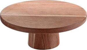 Doğal Akasya Ahşap Ayaklı Sunum Tahtası ve Kesme Panosu - 24.5x9.5x1.5 cm Dekoratif Kahve, Peynir ve Sushi Servis Tepsisi