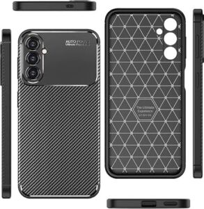 Ehr.  Galaxy S24 ile Uyumlu Kamera Korumalı Darbe Önleyici Carbon Brushed Silikon Kılıf (Siyah,  Galaxy S24)