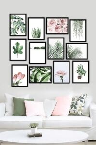 12 Parça Siyah Çerçeve Görünümlü Mdf Tablo Seti 121, 20 x 30