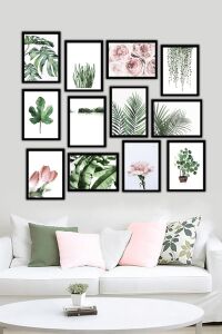 12 Parça Siyah Çerçeve Görünümlü Mdf Tablo Seti 121, 20 x 30