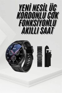 Amoled Ekran Metal Deri Silikon Kordonlu Uyku ve Sağlık Takibi