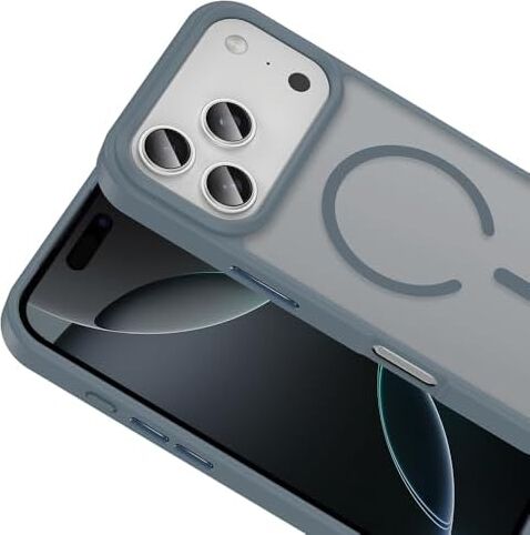 Senon Apple iPhone 17 Pro Için Kılıf Magsafe Uyumlu Şarj Özellikli Mat Arka Yüzey Zore Sio Kapak (Gri)