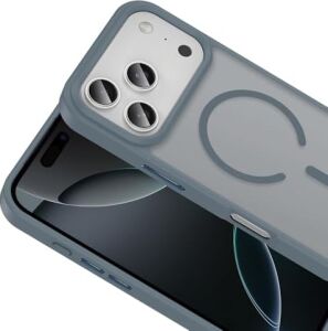 Senon Apple iPhone 17 Pro Için Kılıf Magsafe Uyumlu Şarj Özellikli Mat Arka Yüzey Zore Sio Kapak (Gri)