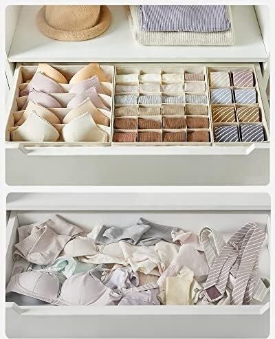 Iç Çamaşırı Düzenleyici 8'li Set, Çekmece Düzenleyici, Katlanabilir, Elbise Dolabı, Saklama Kutusu, Kumaş Kutular, Saklama, Sütyen, Çorap, Kravat Için, Bej RUS008M01