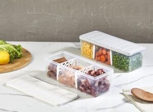 Bölmeli 6'lı Nora Saklama Kabı 2 Lt Açık Gri