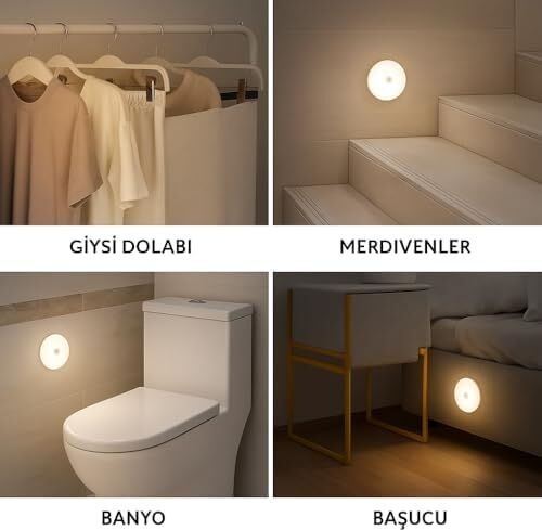 6'lı Set Hareket Sensörlü Gece Lambası – USB Şarjlı 4000K Gün Işığı LED – Duvar, Dolap, Merdiven, Başucu Için Akıllı Işık
