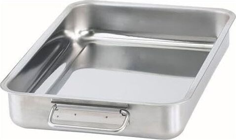 Metal Kare Fırın Kabı 24X34 cm Paslanmaz Çelik Kulplu Kare Fırın Pişirme Tepsisi