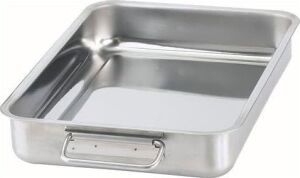 Metal Kare Fırın Kabı 24X34 cm Paslanmaz Çelik Kulplu Kare Fırın Pişirme Tepsisi