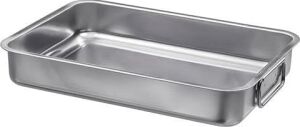 Metal Kare Fırın Kabı 24X34 cm Paslanmaz Çelik Kulplu Kare Fırın Pişirme Tepsisi