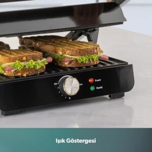 Grilliant 1349H 4 Dilim Kapasiteli Gövdeli Döküm Plakalı Tost ve Izgara Makinesi Inox 2000W