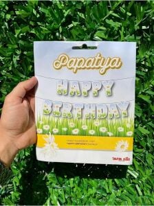 Mfm Papatya Temalı Happy Birthday Banner Yazı