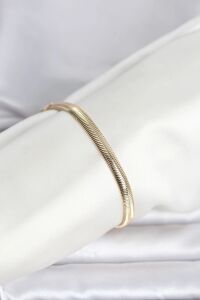 cm 14K Gold Renk Yassı Zincir Yılan Model Kadın Bileklik