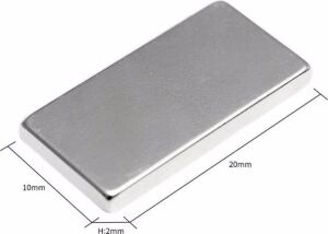 100 Adet 20X10X2 mm Neodyum Mıknatıs Köşeli Magnet N35 Nikel Kaplama Güçlü Kaliteli Dayanıklı