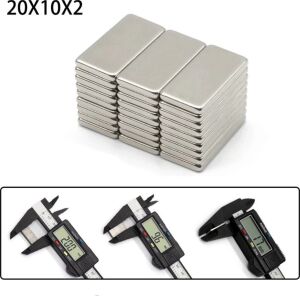 100 Adet 20X10X2 mm Neodyum Mıknatıs Köşeli Magnet N35 Nikel Kaplama Güçlü Kaliteli Dayanıklı