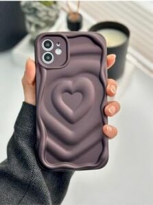 Iphone 12 ile Uyumlu 3D Kabartma Mat Kalp Silikon Kılıf