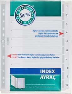 Karton Ayrac 1-10 Rakam A4,seffaf