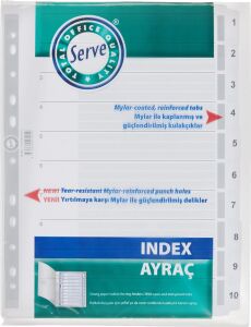 Karton Ayrac 1-10 Rakam A4,seffaf