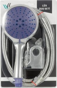Lüx Duş Seti, 3 Fonksiyonlu Akış, 150 cm Krom Spiral Hortum, Kirece, Bükülmeye ve Yüksek Basınca Dayanıklı, Kolay Montaj, Duş Takımı