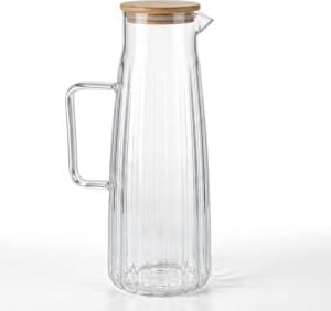 Bambu Kapaklı Borosilikat Cam Yağdanlık ve Sürahi | 1000ML (11X26CM) Çok Amaçlı Içecek ve Sıvı Gıda Saklama