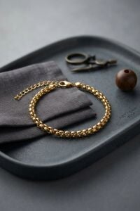 316L Çelik Gold Renk Box Zincir Model Erkek Bileklik