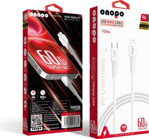 Onopo iPhone Uyumlu Type-C To Lightning 20W Pd Hızlı Şarj ve Data Kablosu 1 Metre - P4 | 8 Pinli Smart Kablo | Beyaz