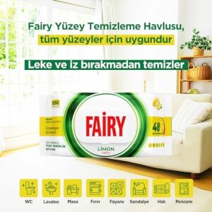 Çok Amaçlı Yüzey Temizlik Havlusu 100 Yaprak | Limon Yağlı | Beyaz Sirke & Karbonat | 48 Saat Temizlik Etkili | Iz Bırakmayan Formül