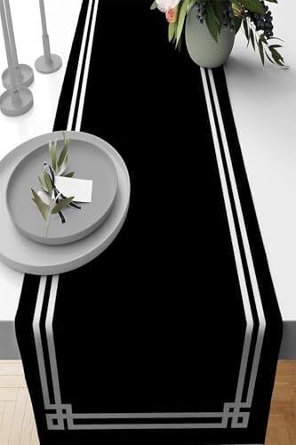 40X140CM Premium Tay Tüyü Dokuma Leke Tutmaz Kumaş Masa Örtüsü Köşeli Runner RNR126