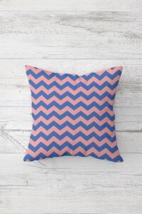 Zigzag ve Tropikal Yaprak Desenli Gizli Fermuarlı Kırlent Kılıfı Koltuk Yastık Kılıfı TAKIM(4ADET), Pembe-Mavi 45 x 45