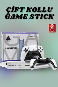 Çift Oyun Kollu 4K Hd Ekran Nostaljik 20.000 Oyunlu Beyaz Game Stick