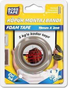 Tape Çift Tarafli Köpük Aksesuar Montaj Bandi 5 Kg, 19 mm x 2 Metre Boyut